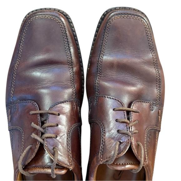ECCO Seattle Bicycle Toe Leather Shoes Brown Tie Derby Comfort EU45 / US11-11.5 - Picture 7 of 16
